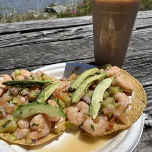 Tostadas de Ceviche Camarones (shrimp)