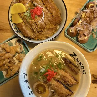 TONKOTSU RAMEN; KATSU DON; GESO KARAAGE; TAKO YAKI