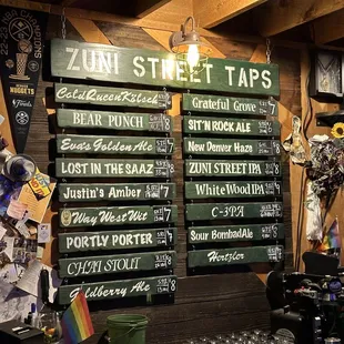 menus on the wall