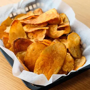 a basket of potato chips