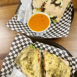 a sandwich and a side of soup