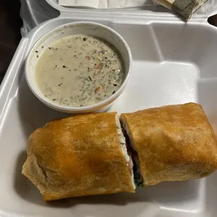 Chicken Bacon Ranch Wrap with Wild Rice Soup