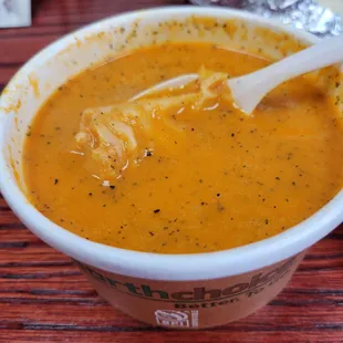 Roasted red pepper and lobster bisque