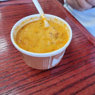 Roasted red pepper and lobster bisque