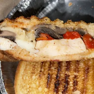 Inside baked chicken panini