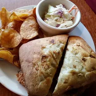 Bbq, slaw, &amp; homemade chips.