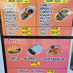 a menu for a mexican restaurant