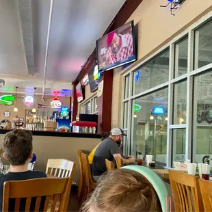 Restaurant &amp; bar area, oversees the indoor field throughout windows
