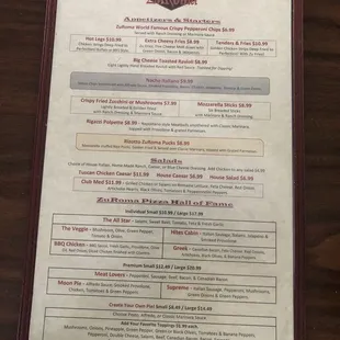 the menu