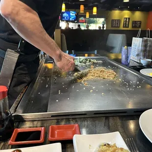 a man preparing food