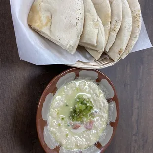 Motabal and fresh pita. Incredible flavor