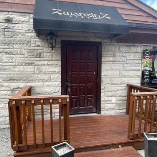 the entrance to the restaurant