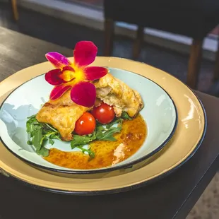 Savory sausage rolls, flavor bursting grape tomatoes, and our special bourbon apricot reduction.