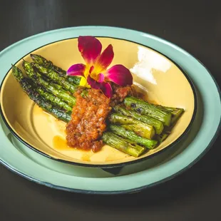 Roasted Asparagus with the house pepper sauce.