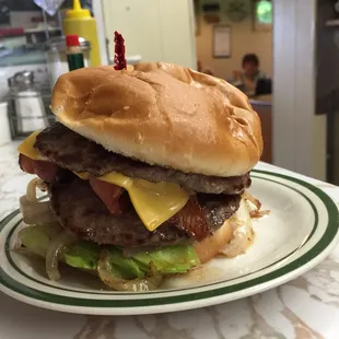 Double with bacon and fried onions.