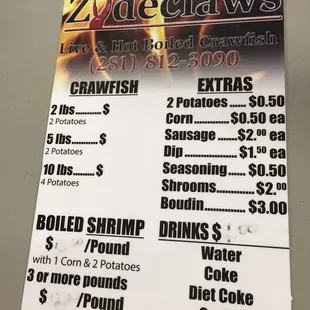 The menu