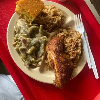 Baked Chicken w/ Red Beans and Jambalaya