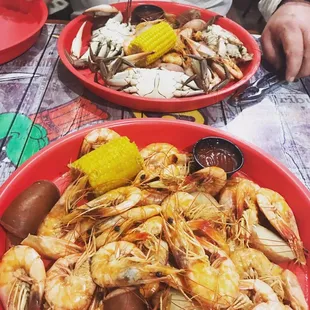 All you can eat shrimp boil and all you can eat shrimp and blue crab boil
