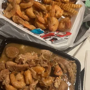 A Bowl of Savory Seafood Gumbo Shrimp Platter