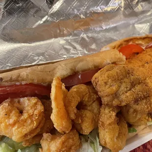 Seafood Mix PoBoy Sandwich