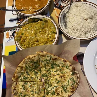 The best garlic naan, vegetable Korma, and paneer tika masala