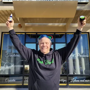 Dad holding up some amazing CBD products!! See the photo at @ufc_stanley on Instagram