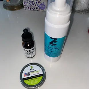 1000mg full spectrum drop, 1000mg foaming facial cleanser and 1000mg relief balm.