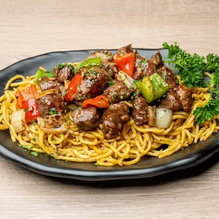 Garlic Noodles with Shaken Beef