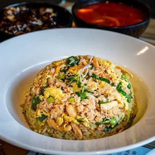 a bowl of food on a table