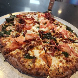 Margarita pizza on cauliflower crust