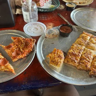 Pizza slice  Cheesy bread