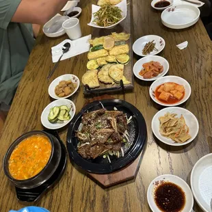 a table full of asian food